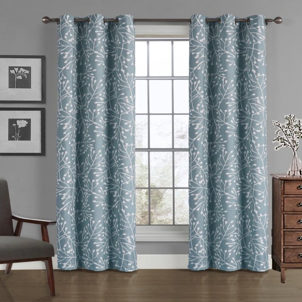CHARLTON HOME Wilmar Floral Semi-Sheer Grommet Single Curtain Panel 40 x 84 NEW